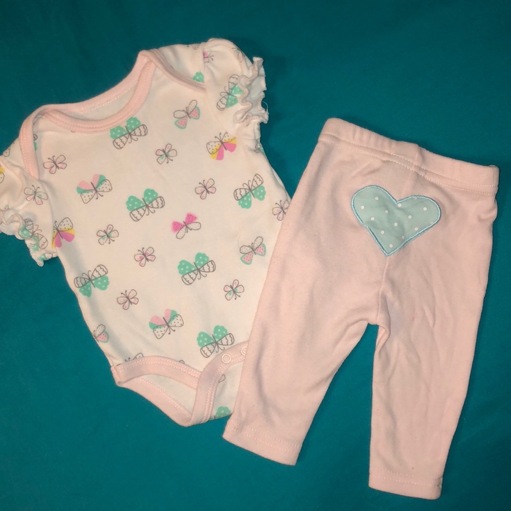 Baby girl butterfly polka dot set